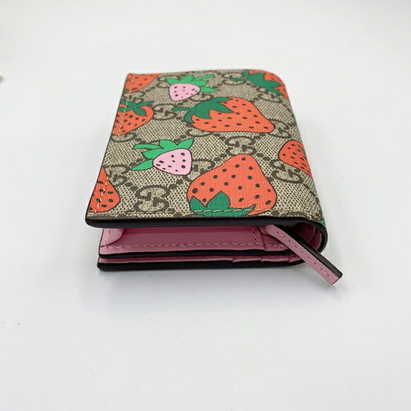 Gucci Strawberry Bifold Wallet GG Supreme Mini h - Picture 2 of 10